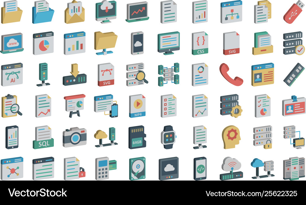 Cloud computing and data storage isometric Vector Image