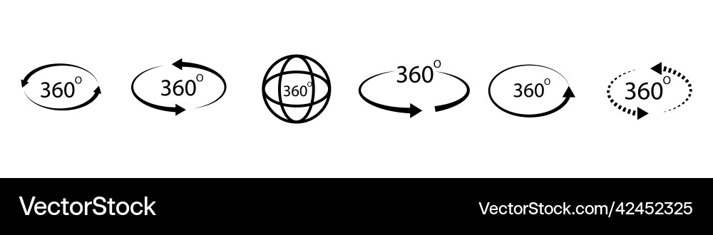 Flat button with 360 degree arrow set 3d Flat button with 360 degree arrow set 3d Vector Image