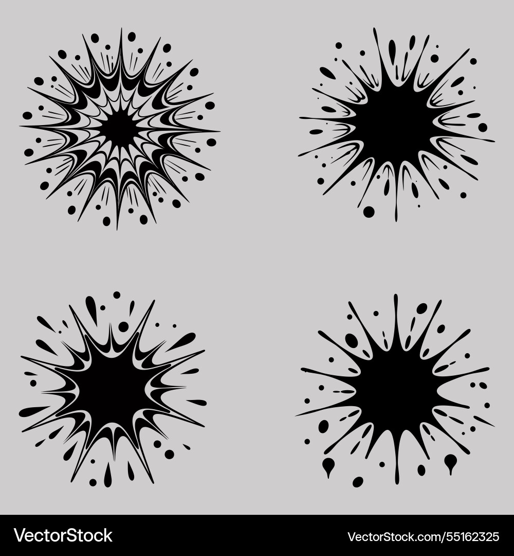 Four abstract ink splatter patterns on a light Four abstract ink splatter patterns on a light Vector Image