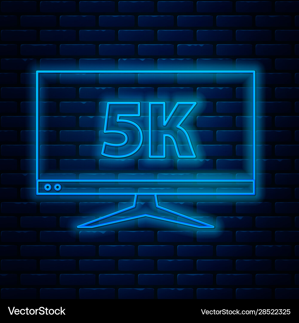 Glowing neon line computer pc monitor display Glowing neon line computer pc monitor display vector image