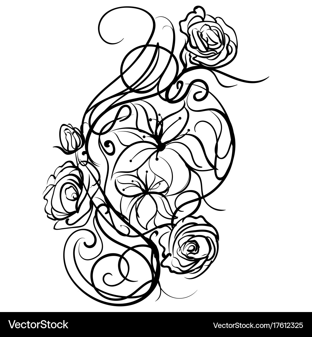 Hand drawn stylized sketch flowers isolated Vector Image