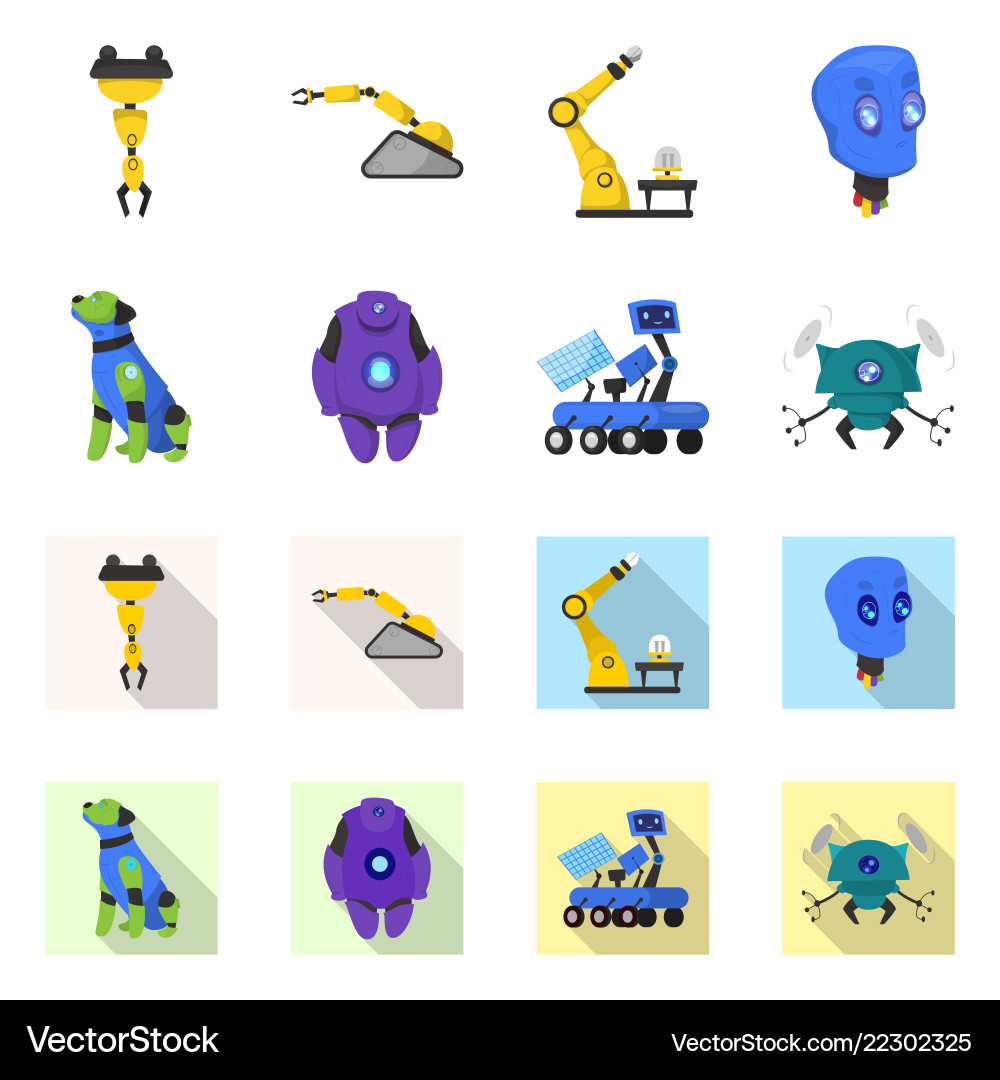 Isolated object of robot and factory symbol Isolated object of robot and factory symbol Vector Image