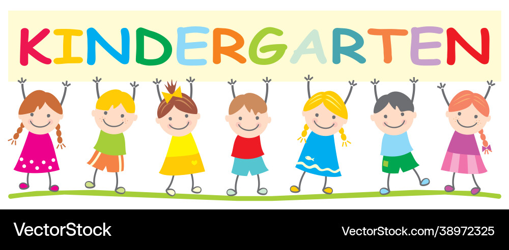 Kids kindergarten banner Kids kindergarten banner vector image