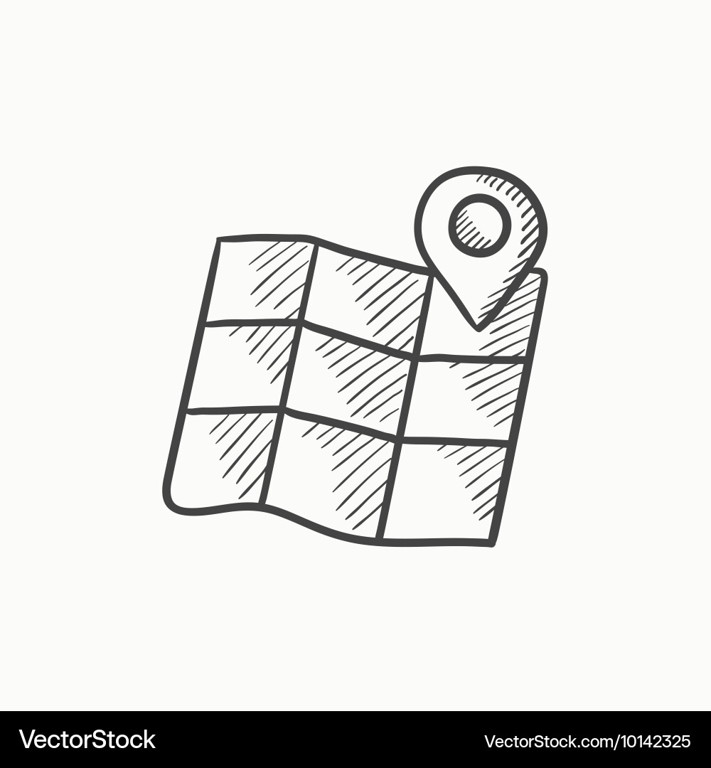 Map with pointer sketch icon vector image
