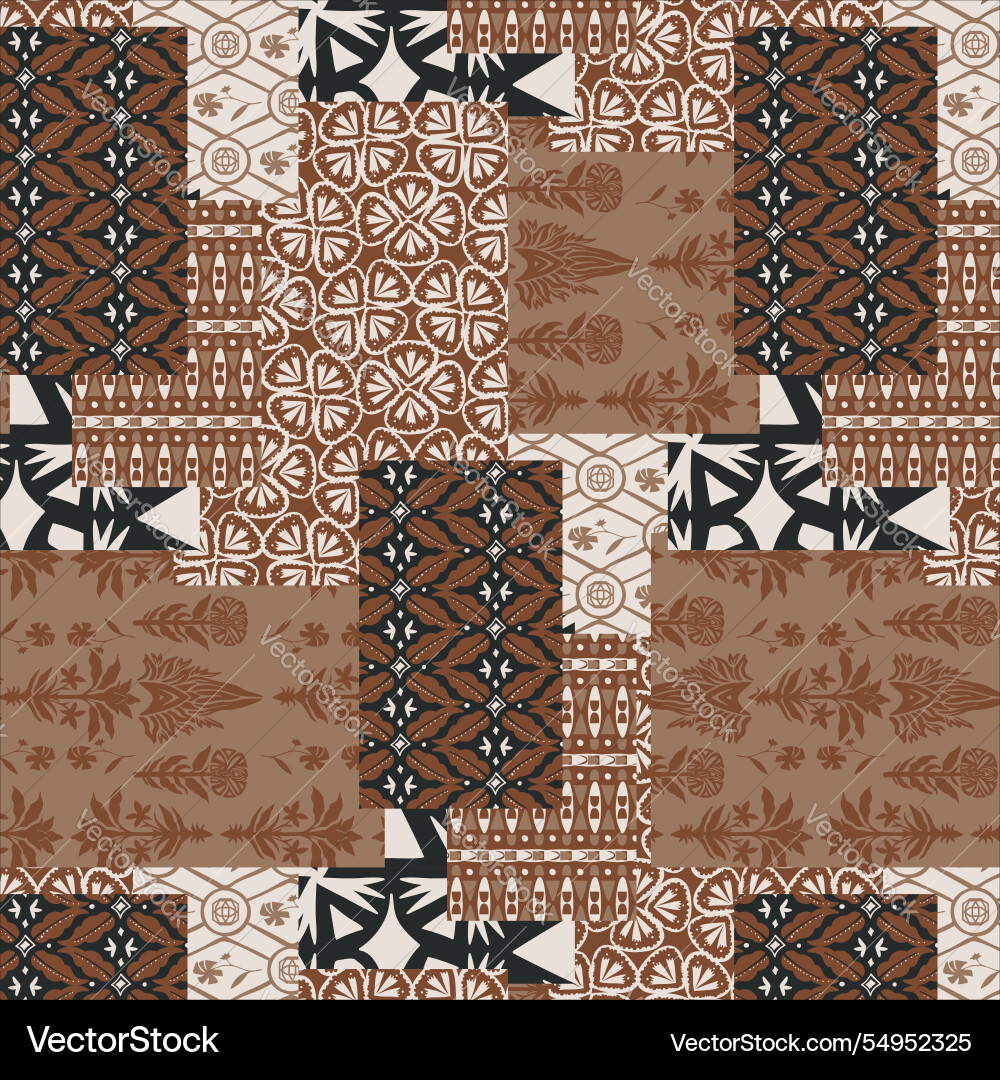Patchwork pattern with geometric ornaments Patchwork pattern with geometric ornaments Vector Image