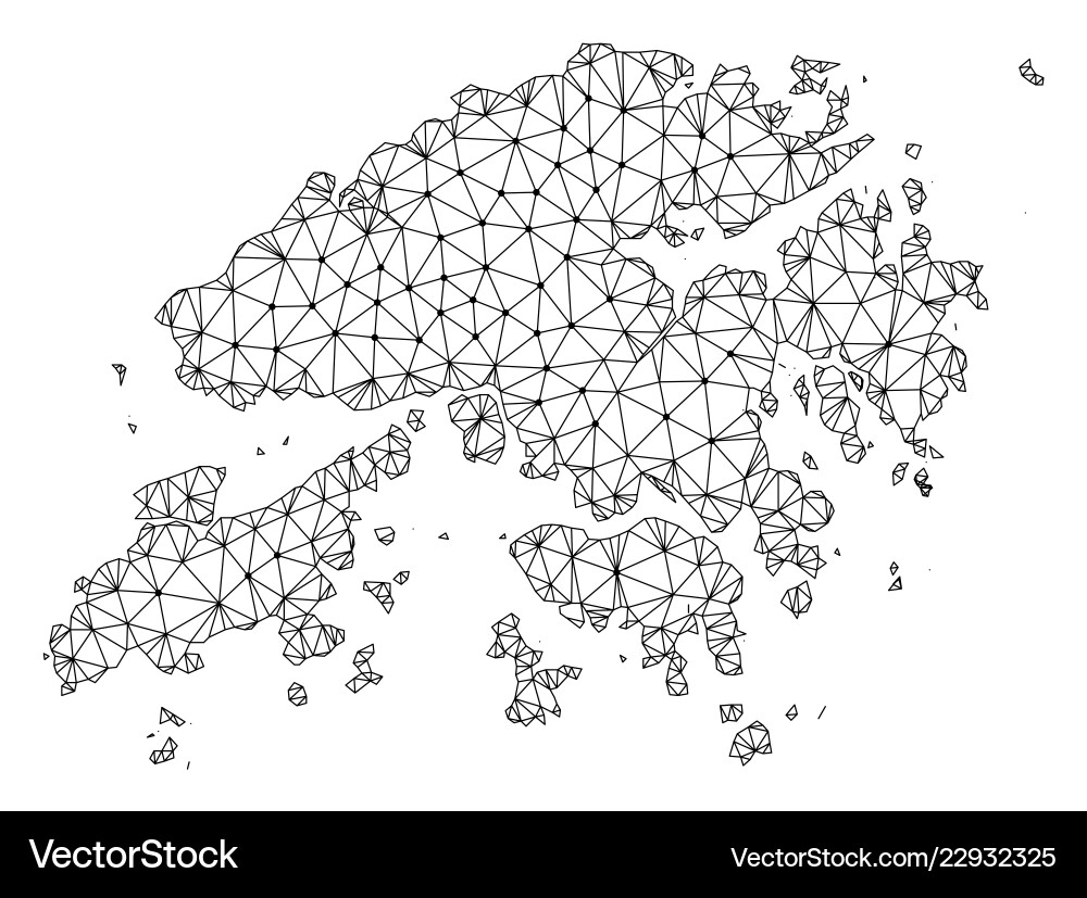 Polygonal network mesh map of hong kong Polygonal network mesh map of hong kong Vector Image