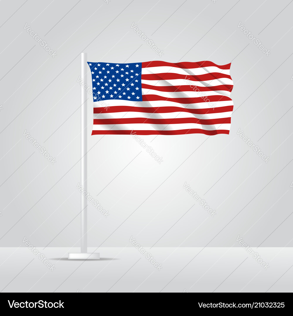Realistic US Flag 3D Render Vector Image