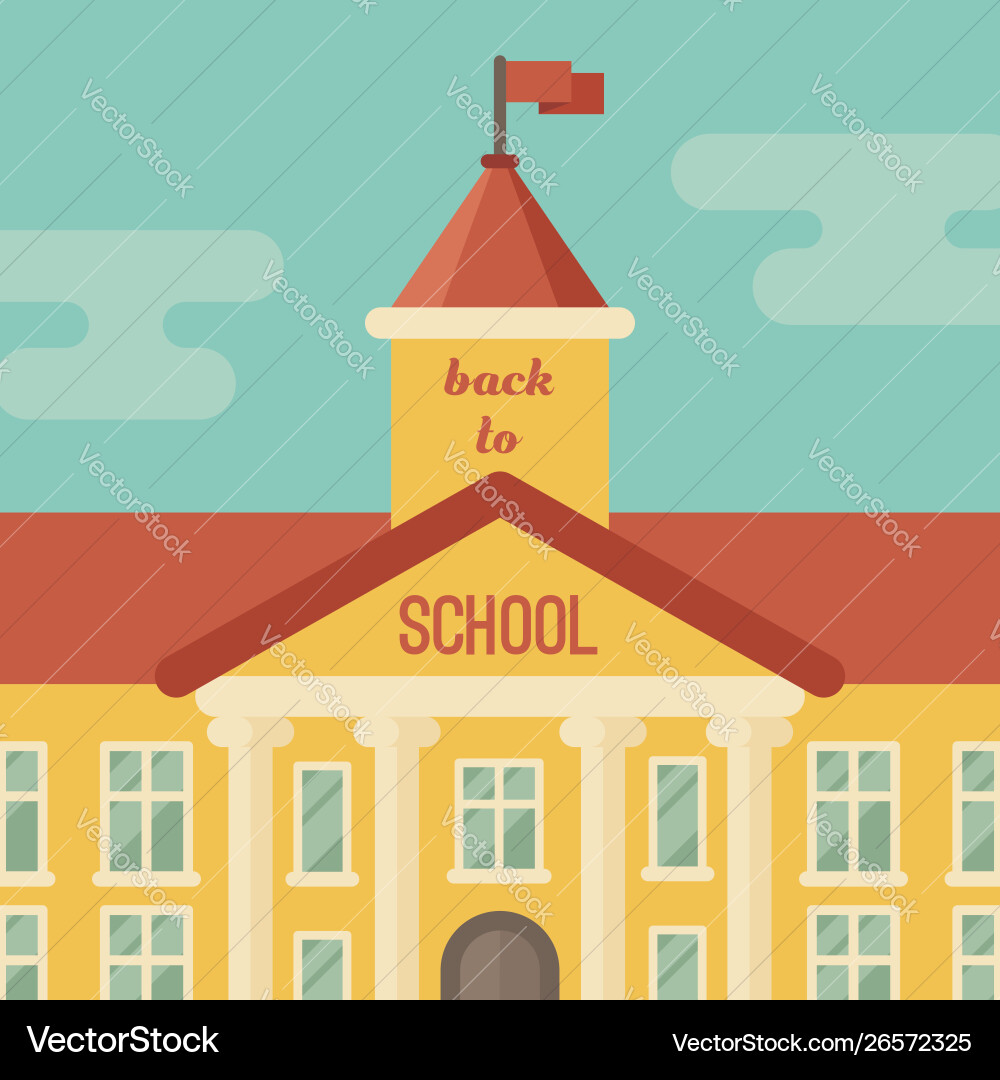 School building closeup with text back to Vector Image