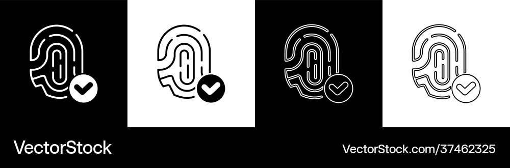 Set fingerprint with check mark icon isolated Set fingerprint with check mark icon isolated vector image