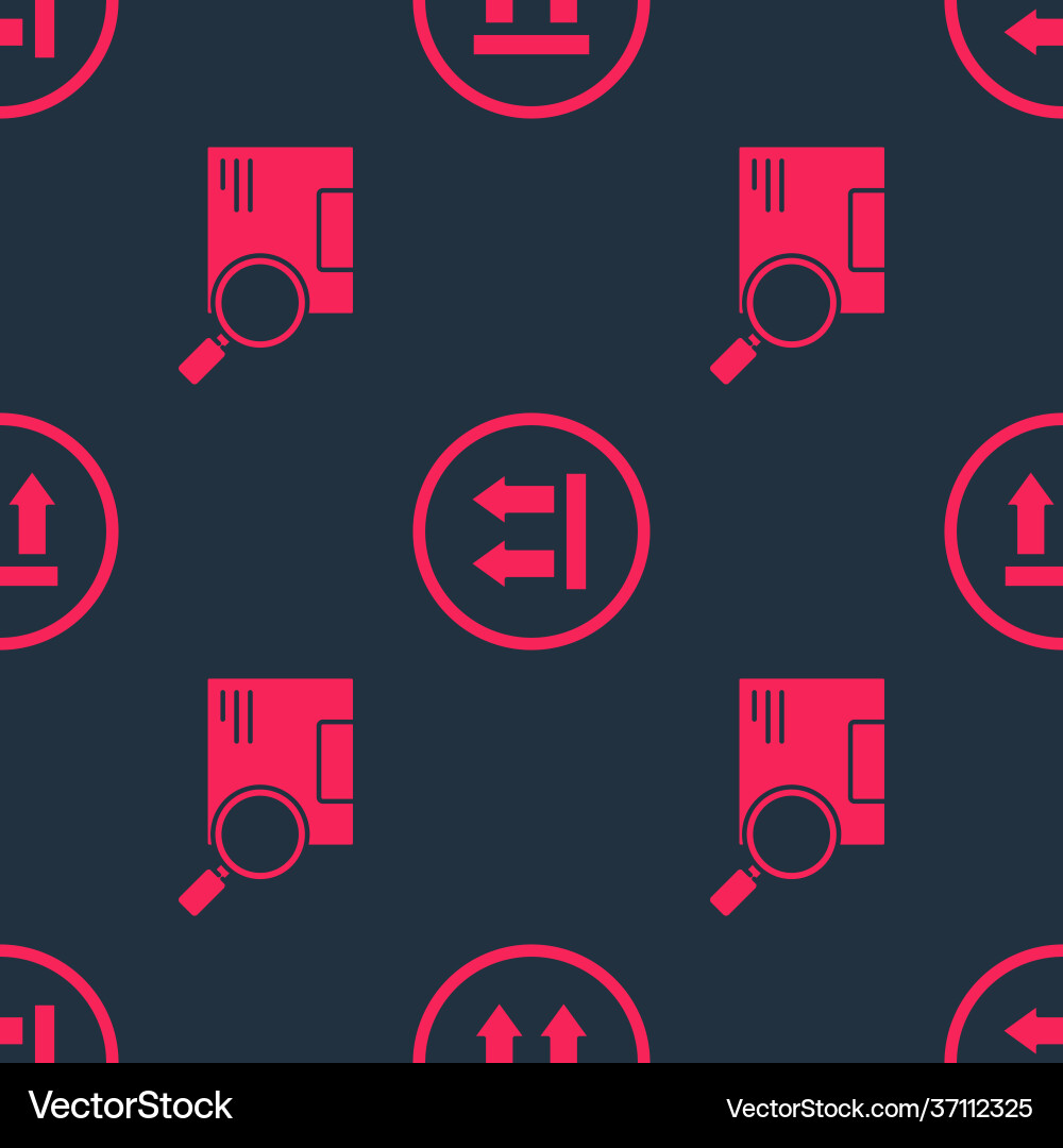 Set search package and this side up on seamless vector image