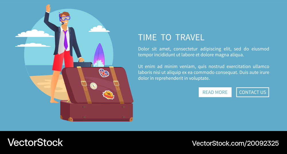 Time to travel web poster push buttons read more Vector Image