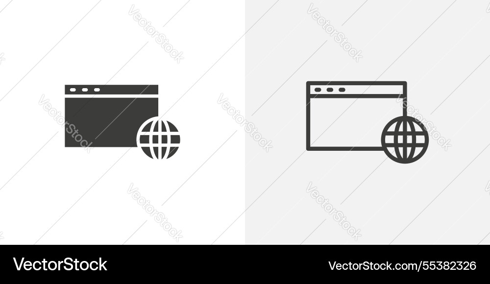 Browser icons in black fill and liner versions Browser icons in black fill and liner versions vector image