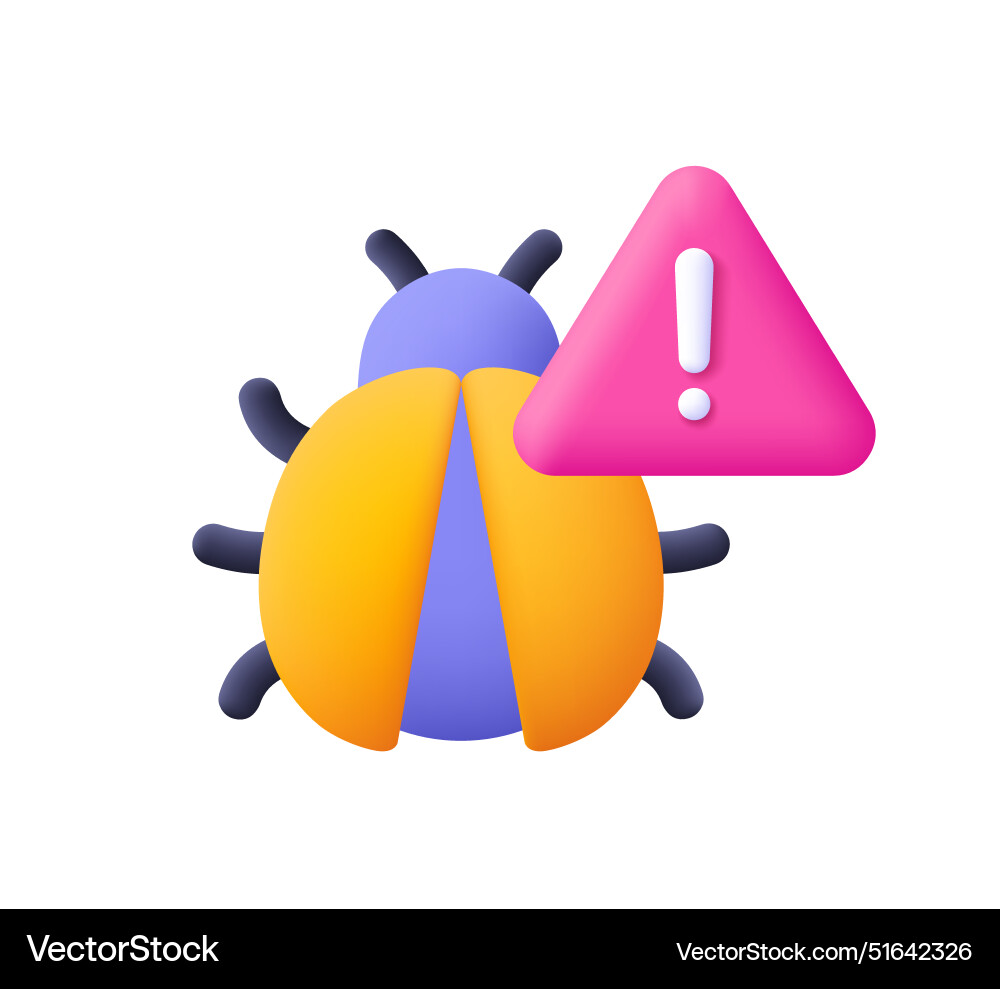 Bug with warning symbol triangle exclamation Bug with warning symbol triangle exclamation vector image