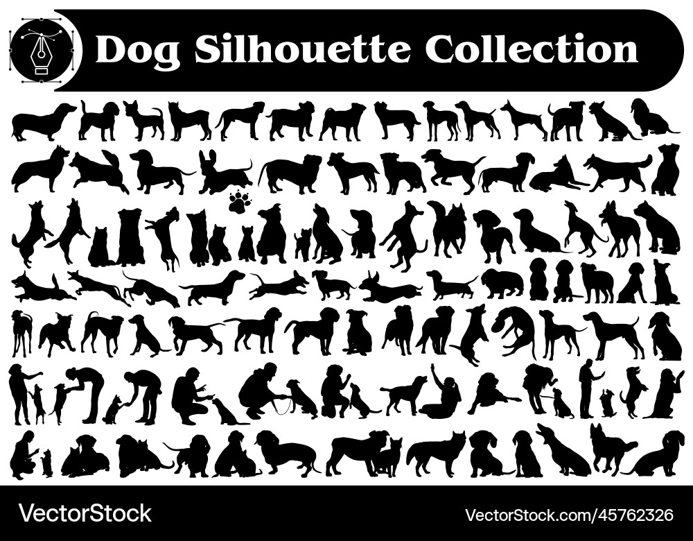 Diverse Dog Silhouettes Vector Image