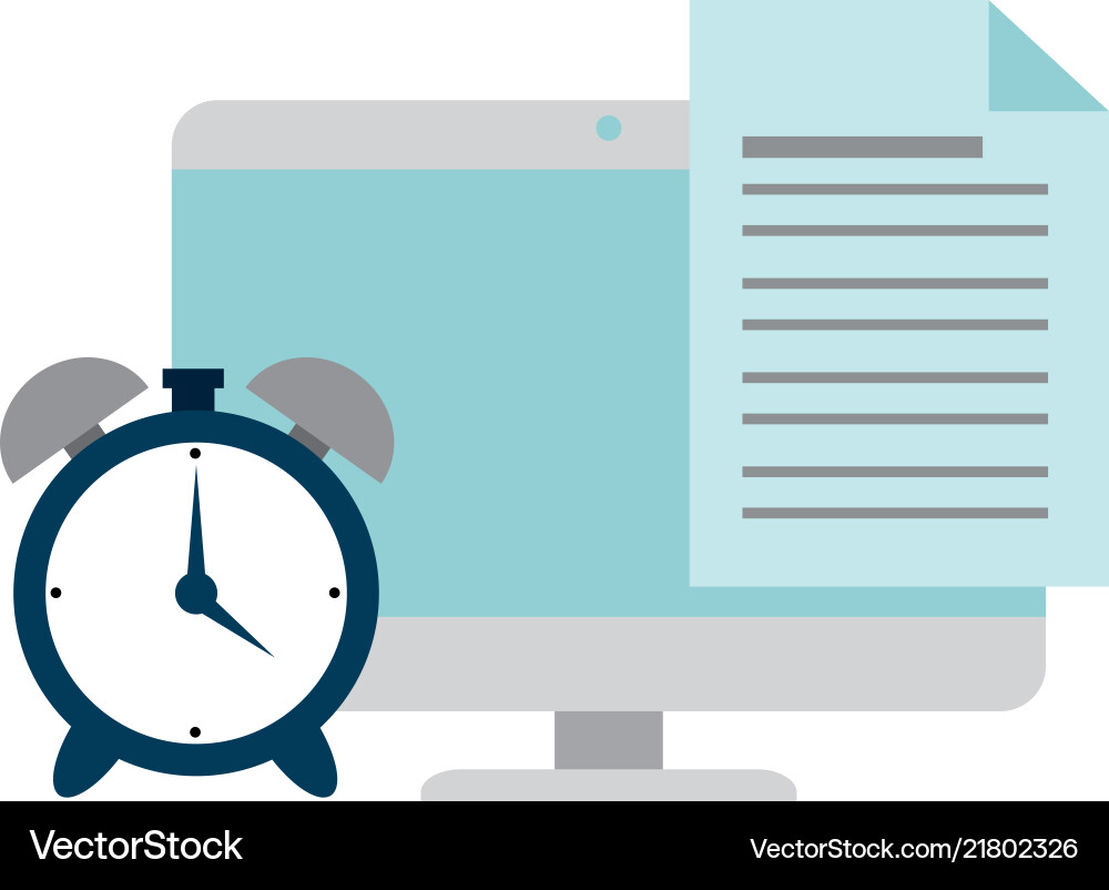 Electronic document with computer and alarm vector image