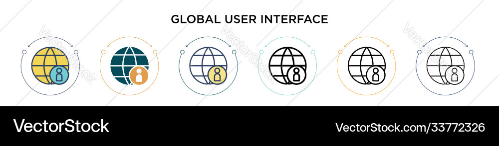 Global user interface icon in filled thin line Vector Image