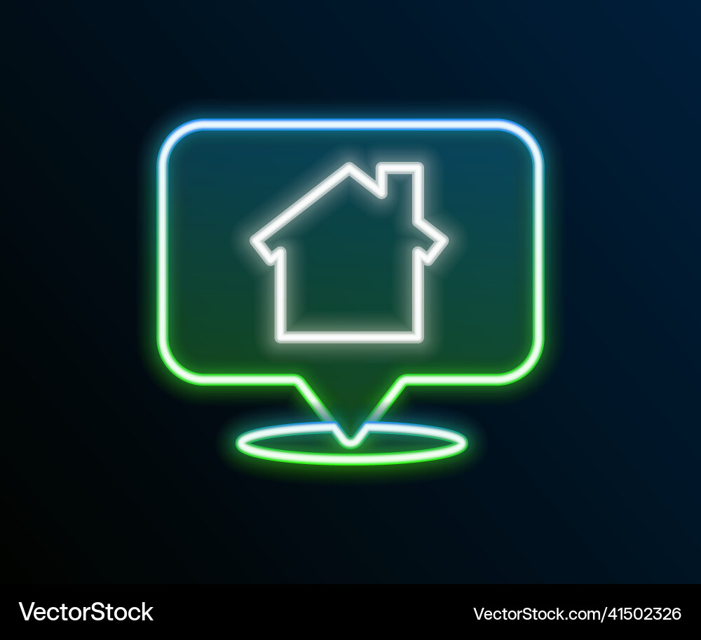 Glowing neon line map pointer with house icon Glowing neon line map pointer with house icon vector image