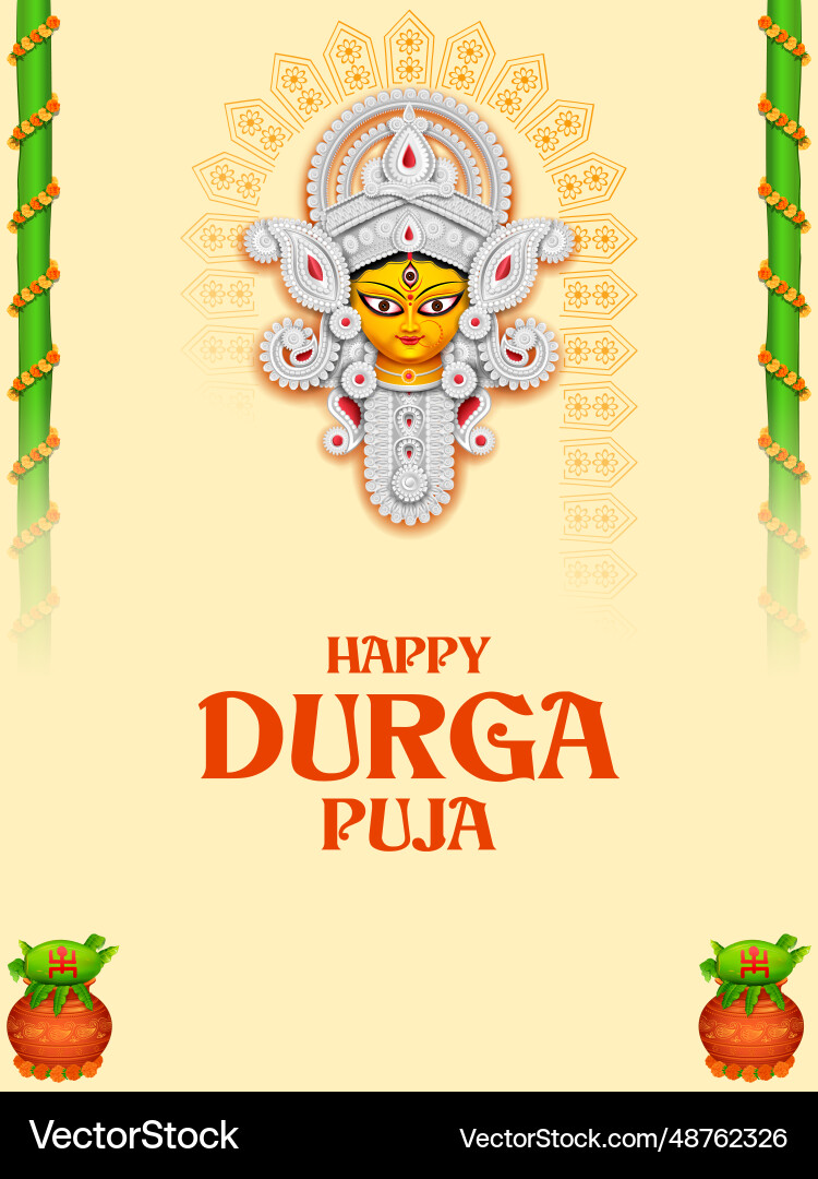 Goddess durga face in happy puja subh Vector Image