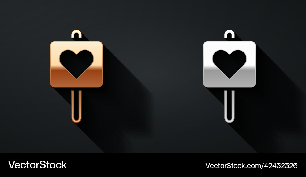 Gold and silver map pointer with heart icon Gold and silver map pointer with heart icon vector image