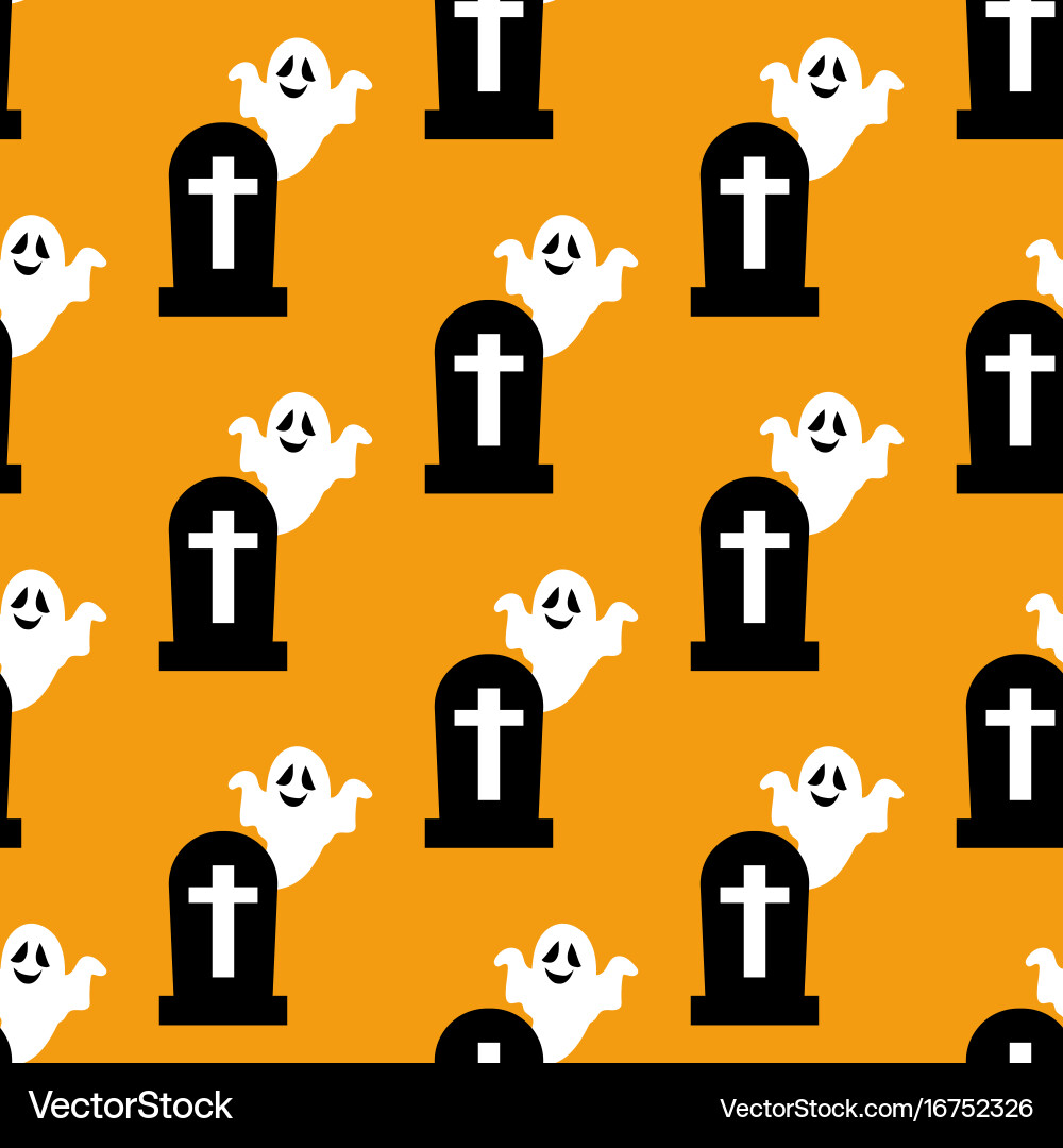 Headstone and ghost pattern Vector Image
