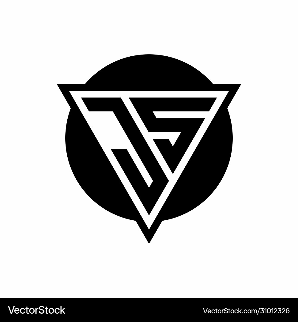 Js logo with negative space triangle and circle Vector Image