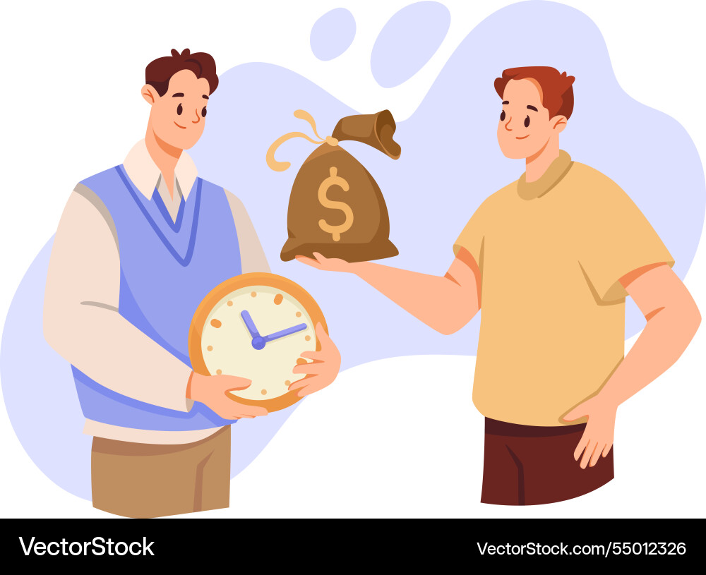 Man and time management with clock dial money Man and time management with clock dial money vector image