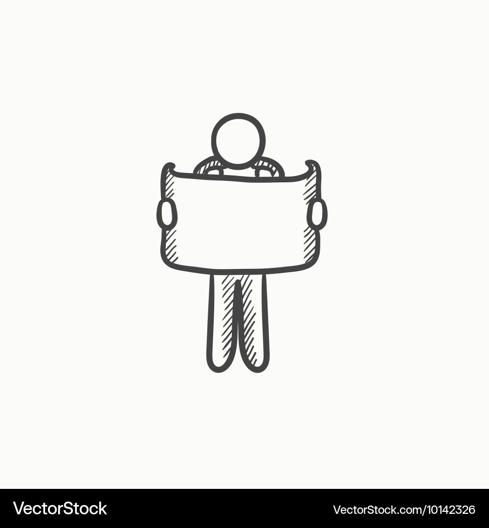Man looking at map sketch icon vector image