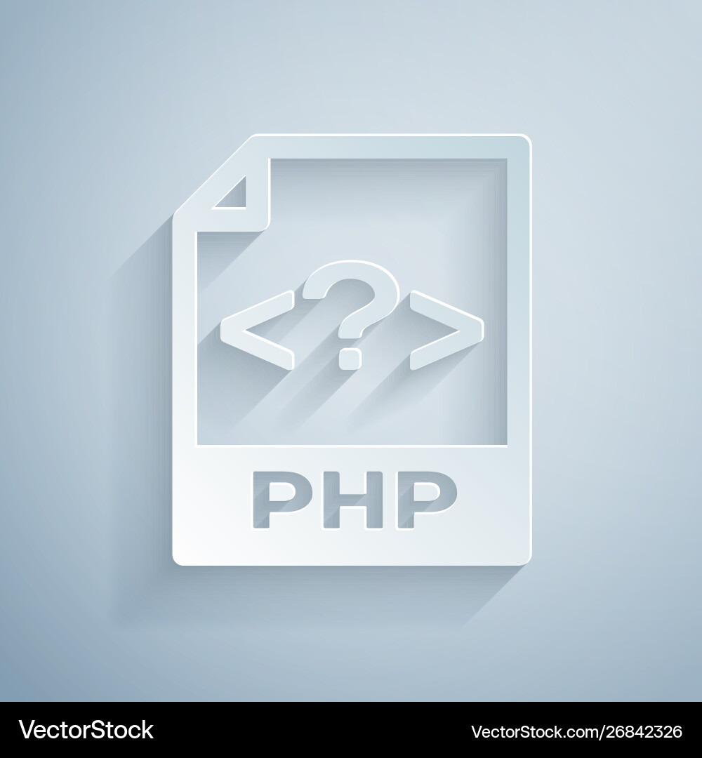 Paper cut php file document download button Paper cut php file document download button vector image