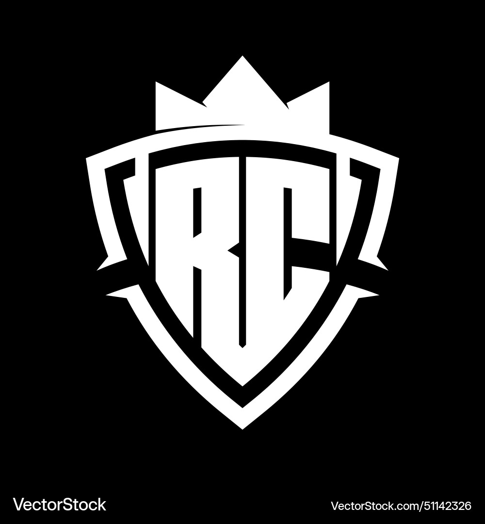 Rc letter monogram with triangle curve shield Vector Image