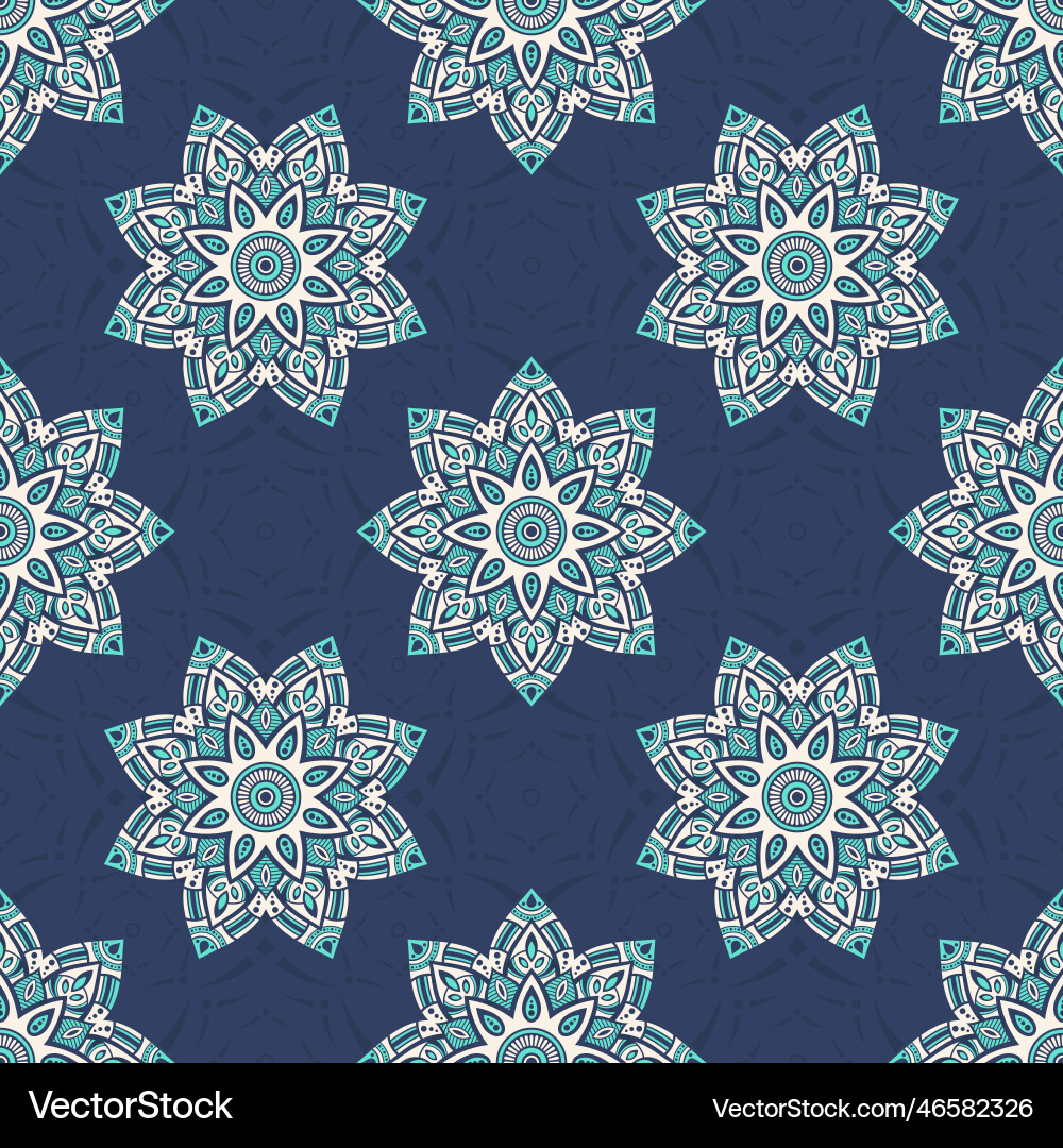 Seamless color pattern with mandala abstract vector image