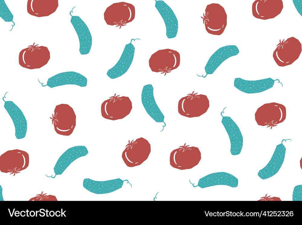 Seamless pattern with green cucumber and red Seamless pattern with green cucumber and red Vector Image