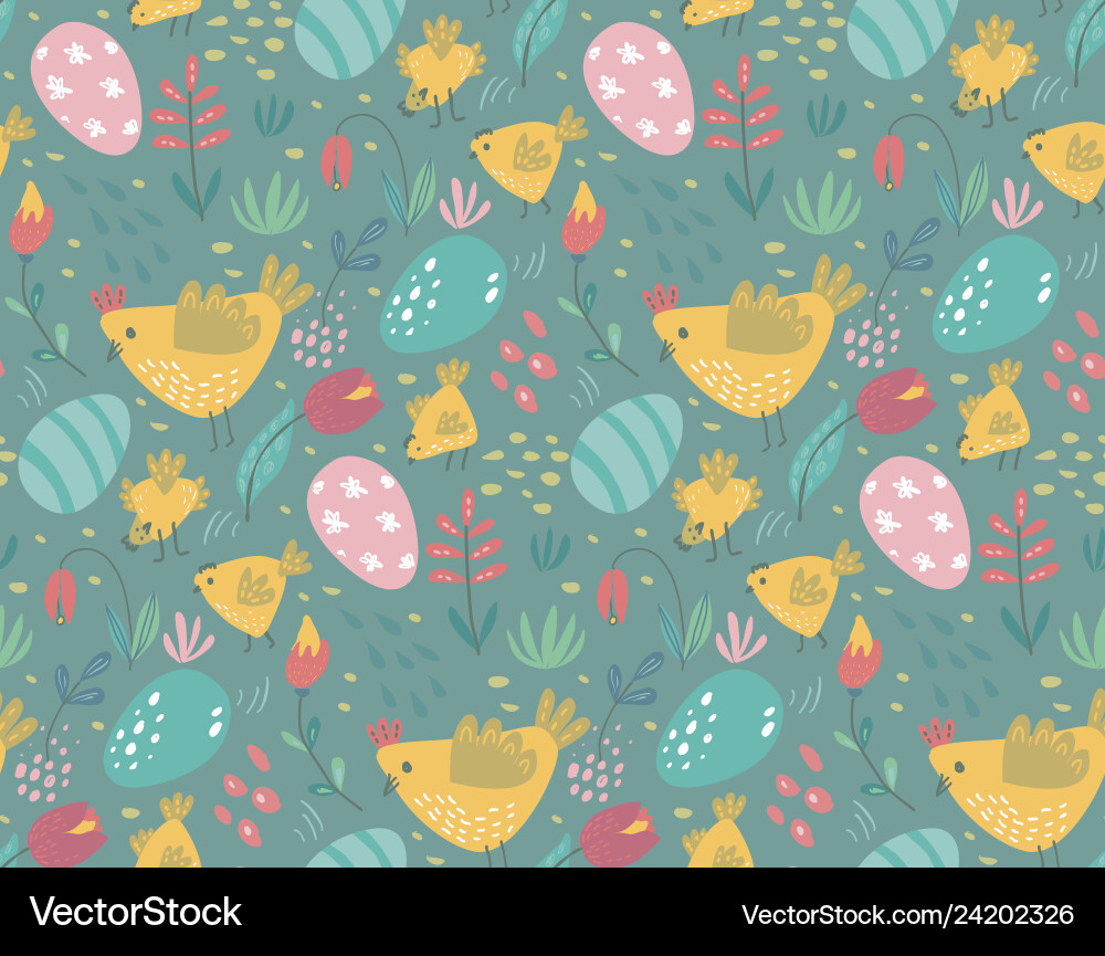 Seamless pattern with rabbits chicken Seamless pattern with rabbits chicken vector image