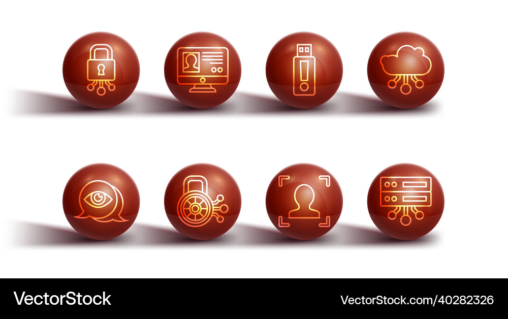 Set line cyber security eye scan internet Set line cyber security eye scan internet Vector Image