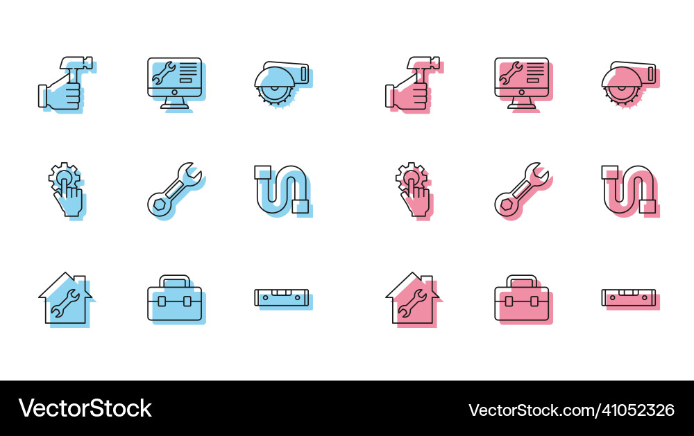 Set line house repair toolbox hammer Set line house repair toolbox hammer vector image