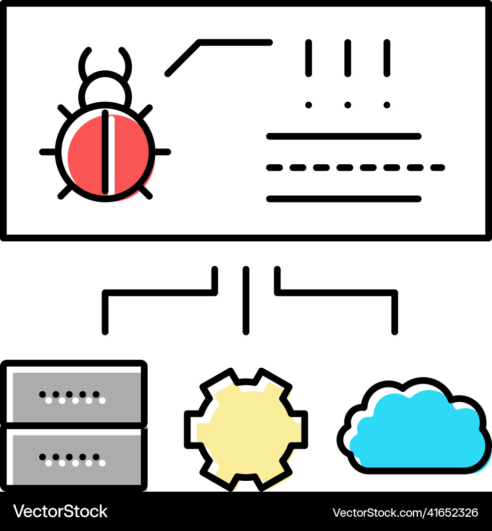 Virus on server cloud and computer components vector image