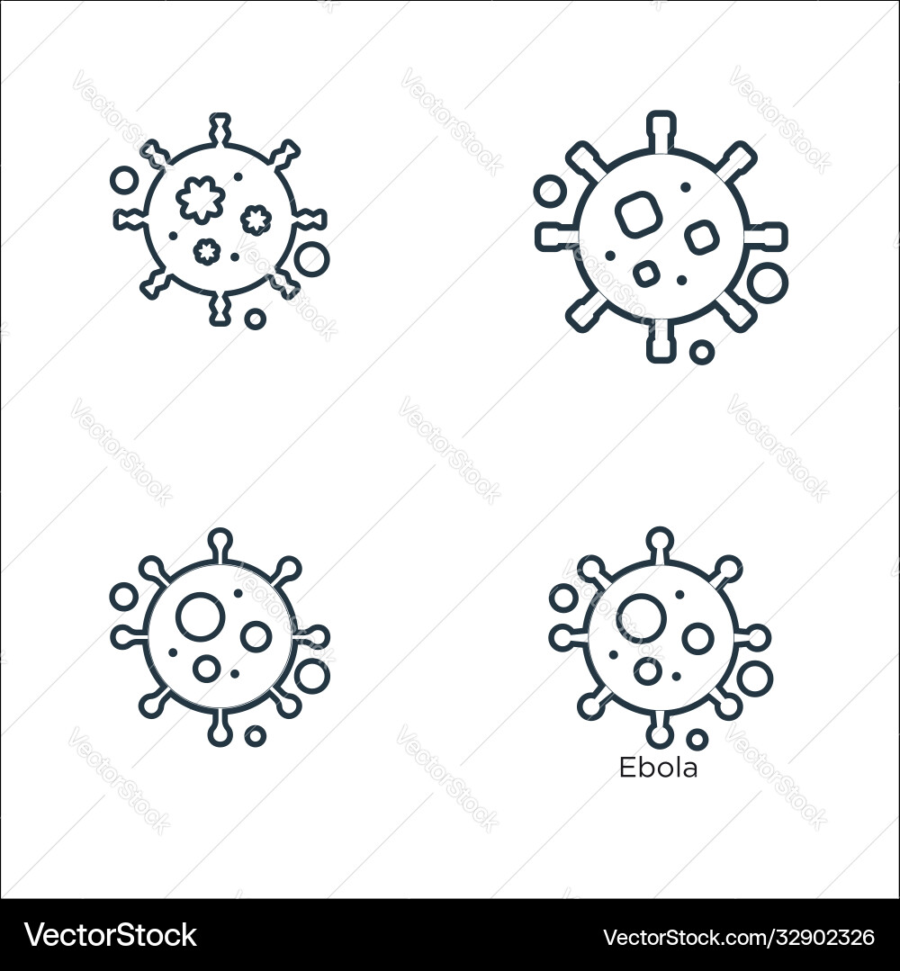 Viruses and diseases line icons linear set Viruses and diseases line icons linear set vector image