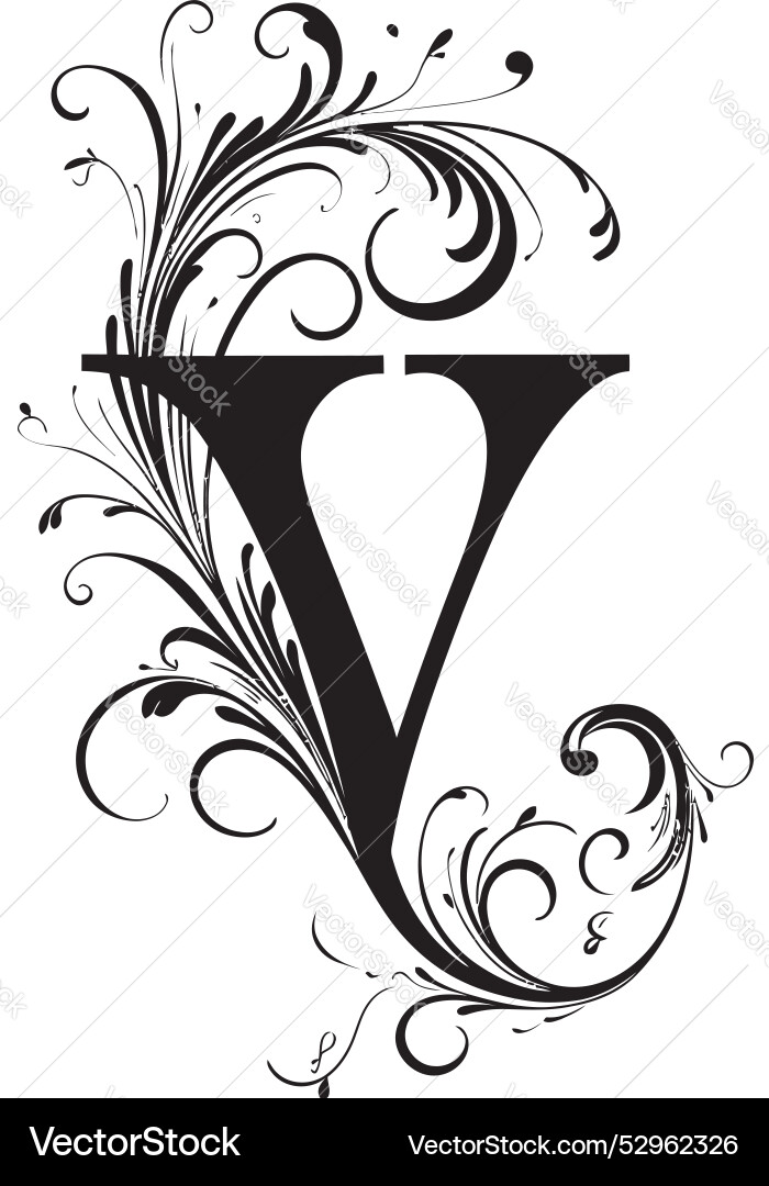 Vortex serenade spiraling letter v art vivid Vector Image