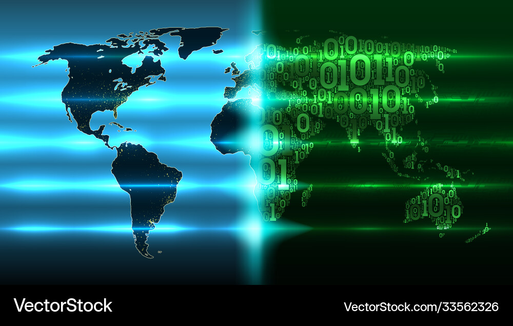 World map with evolving digital technologies World map with evolving digital technologies vector image