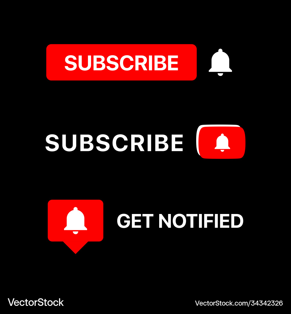 Youtube subscribe button set lower third Vector Image