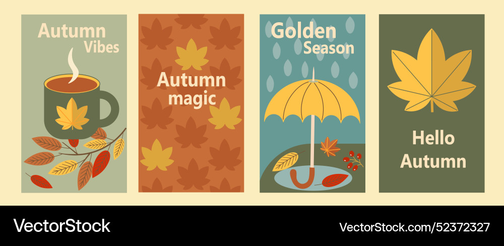 Autumn patterns and simple pictures hello Vector Image