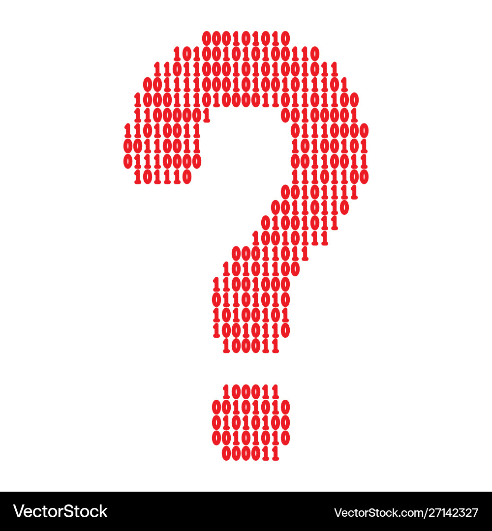 Binary code question mark Binary code question mark vector image