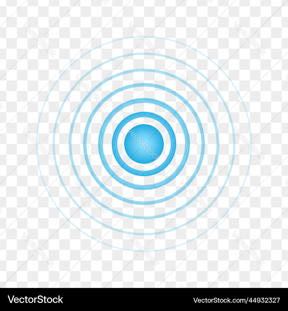 Blue point with concentric circles radar signal Vector Image