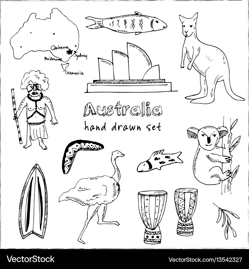Collection of australia doodle Collection of australia doodle vector image