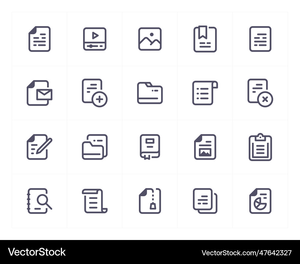 Document and file line icon set vector image