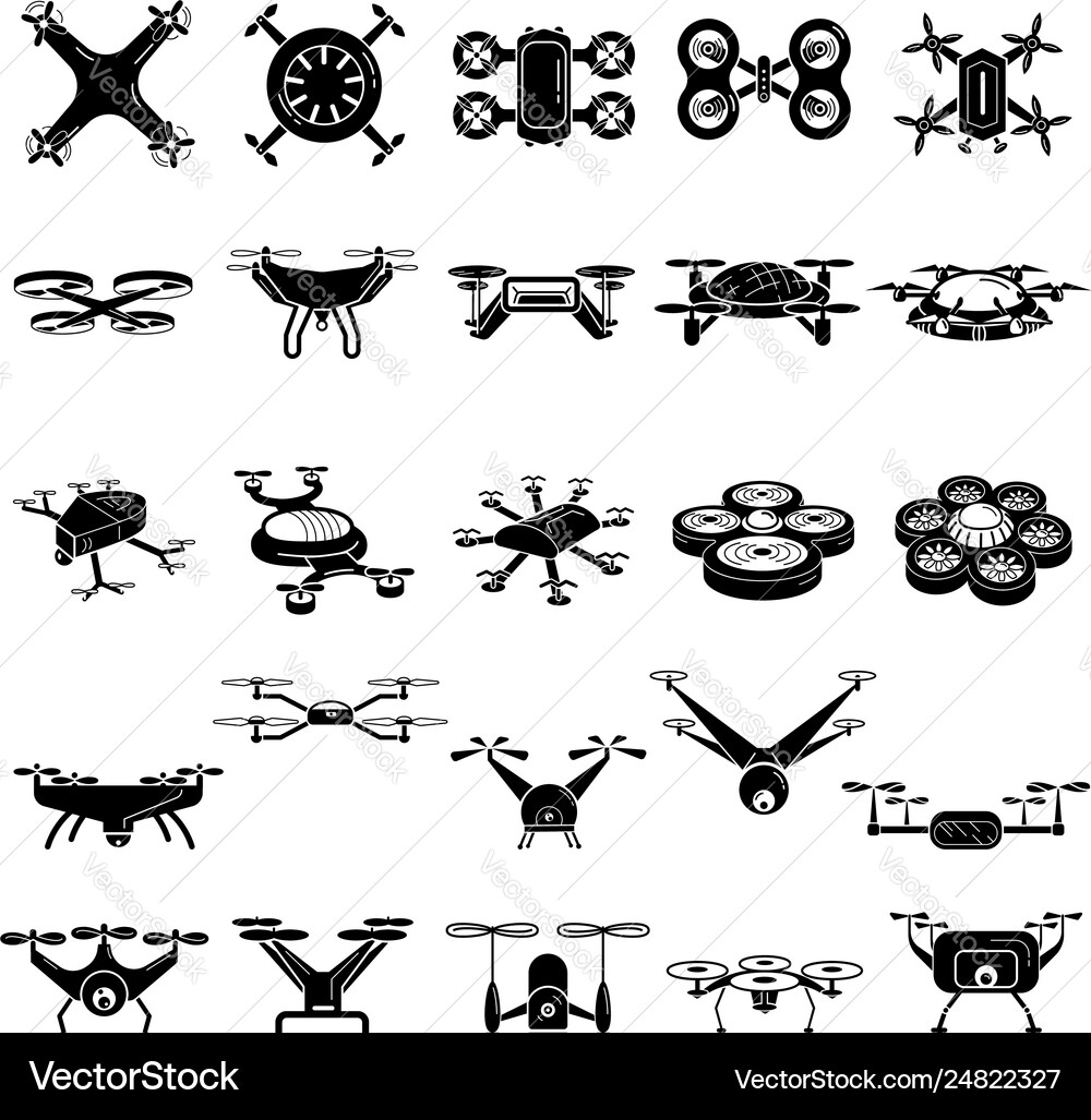 Drone icons set simple style Drone icons set simple style vector image