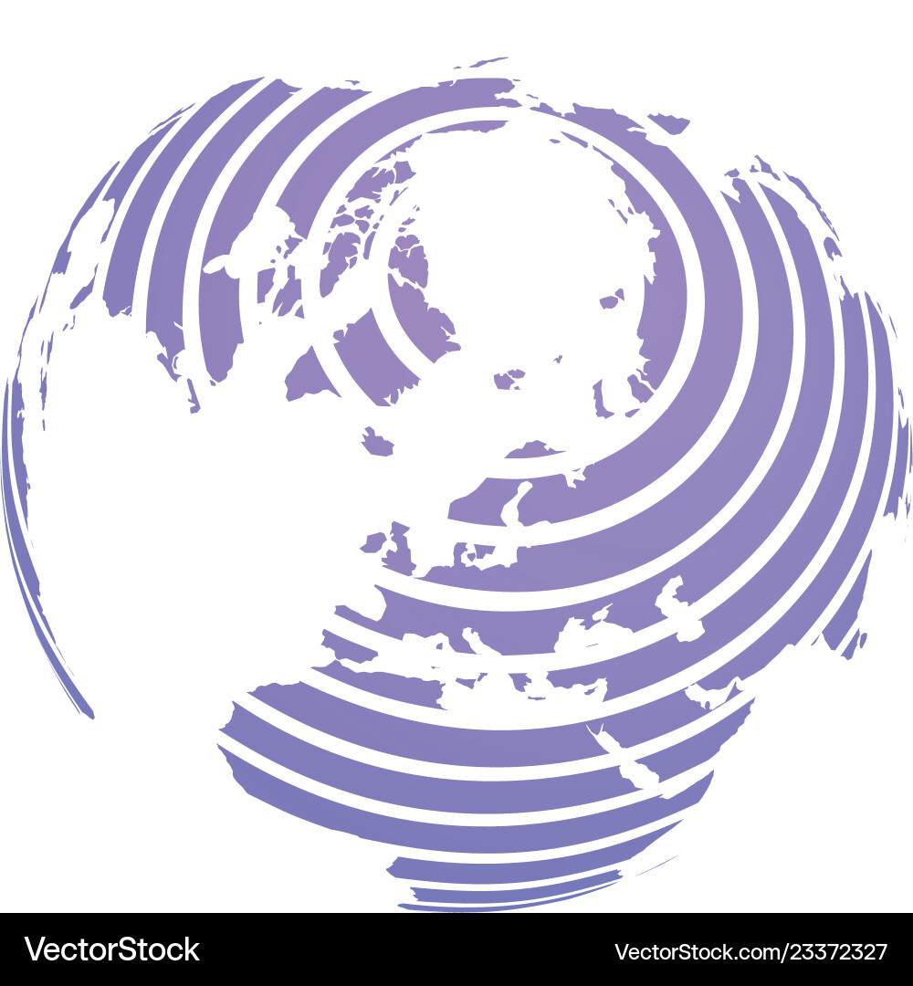 Earth globe with blue striped world land map Earth globe with blue striped world land map vector image