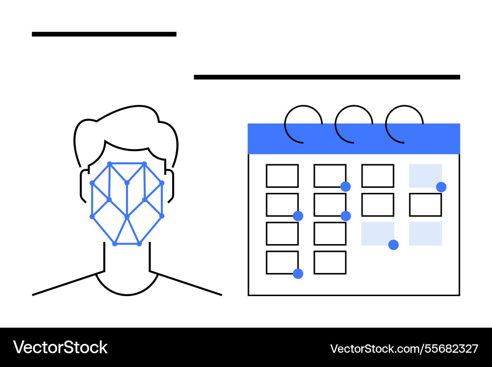 Facial recognition linked with scheduling Facial recognition linked with scheduling vector image