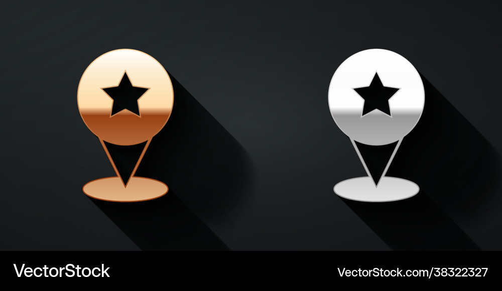 Gold and silver map pointer with star icon Gold and silver map pointer with star icon vector image