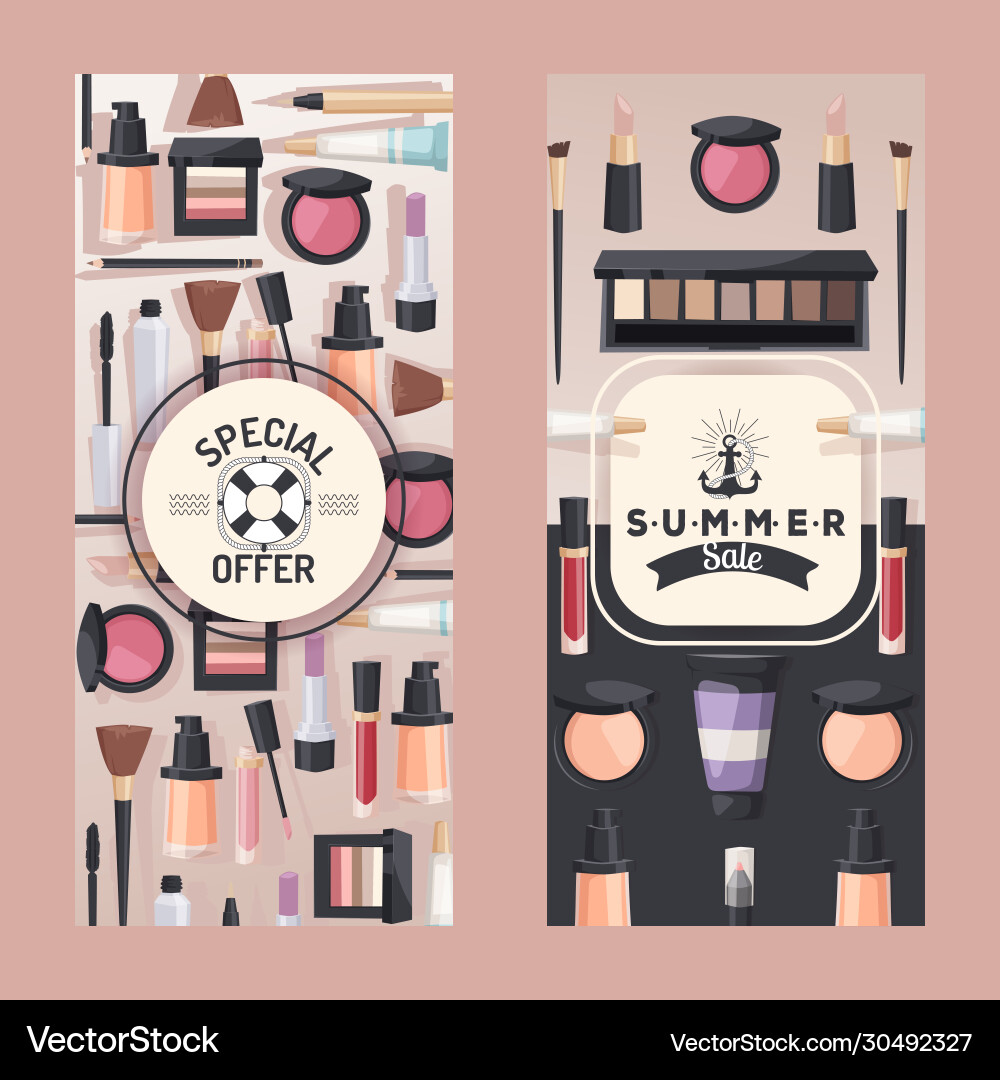 Make-up Verkauf Banner Kosmetik Make-up Verkauf Banner Kosmetik vektorbild