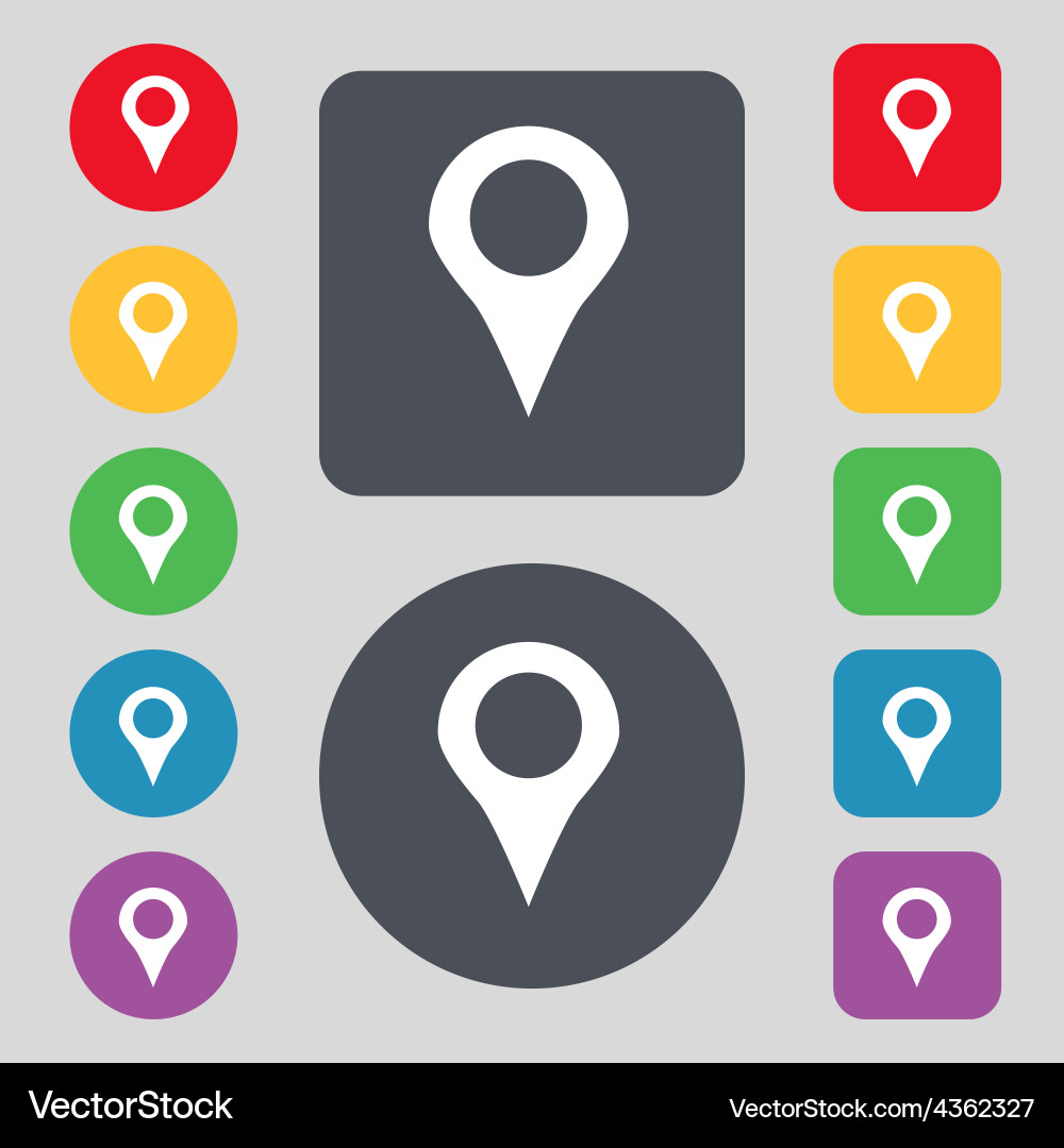 Map pointer gps location icon sign a set of 12 vector image